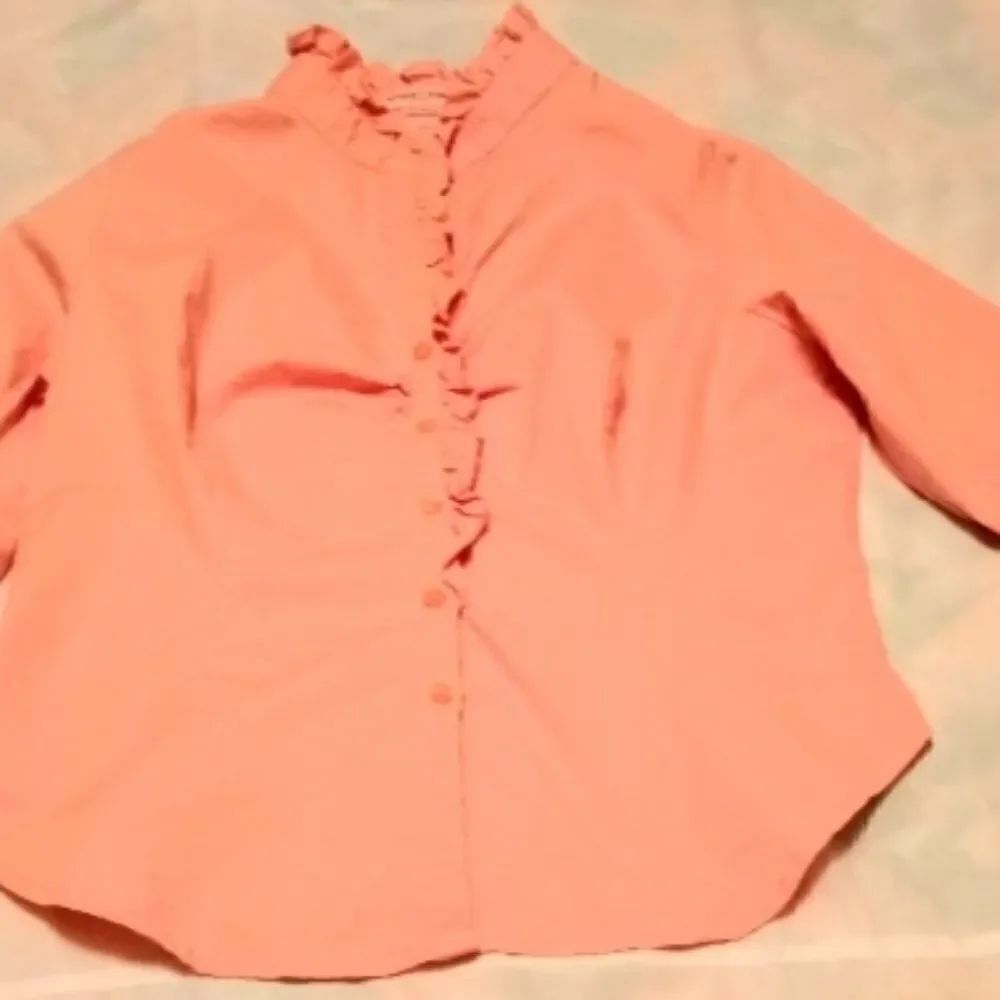 Guess Jeans Stretch Button Up Longsleeves Ruffle S